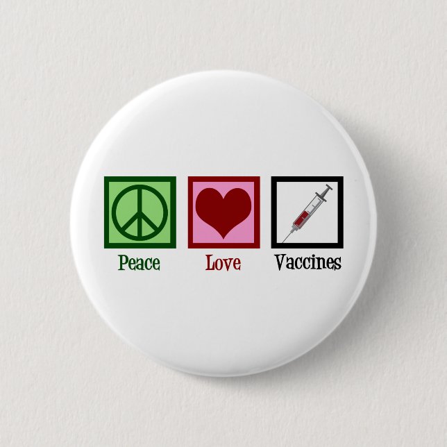 Macaron Rond 5 Cm Vaccins Peace Love (Devant)