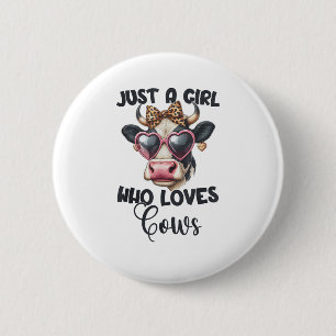 Macaron Rond 5 Cm Vache Aime Juste Une Fille Qui Aime Les Vaches _1