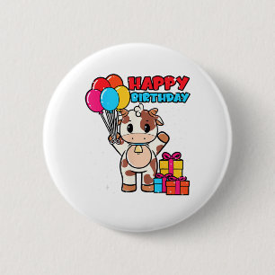 Macaron Rond 5 Cm Vache Birthday Balloon Thème Cattleman Farman Cute