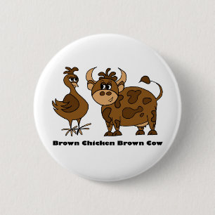 Macaron Rond 5 Cm Vache Brown à brun de poulet - bouton