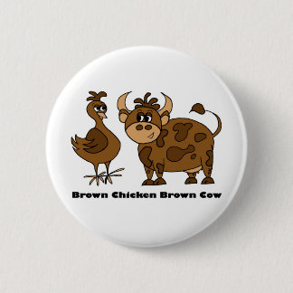 Macaron Rond 5 Cm Vache Brown à brun de poulet - bouton