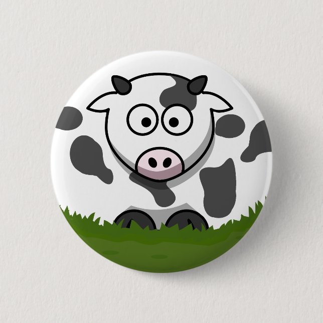 Macaron Rond 5 Cm Vache caricaturale ronde amusante (Devant)