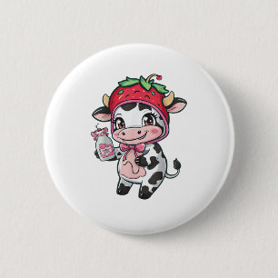 Macaron Rond 5 Cm Vache de fraise Kawaii Anime Lait de fraise _2