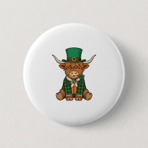Macaron Rond 5 Cm Vache des Highlands mignonne chemise vintage trèfl