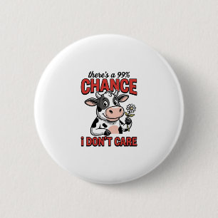 Macaron Rond 5 Cm Vache Drôle Chance Je M'en Fiche Vintage
