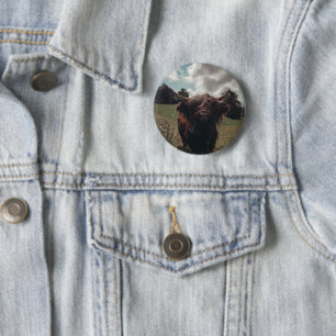 Macaron Rond 5 Cm Vache écossaise de la région montagneuse noire pât