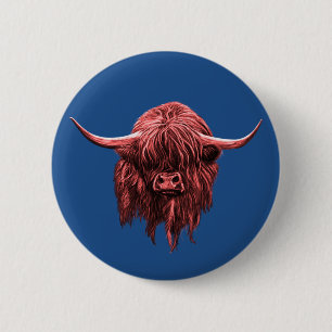 Macaron Rond 5 Cm Vache écossaise des Highlands