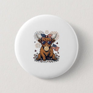 Macaron Rond 5 Cm Vache écossaise patriotique Bubblegum Gravure vint