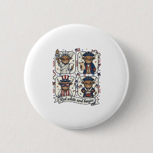 Macaron Rond 5 Cm Vache écossaise patriotique rouge blanc et boujee