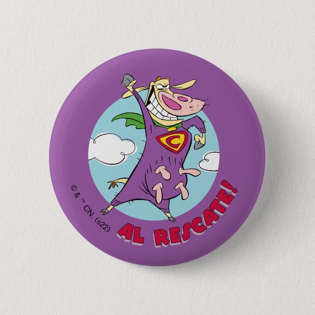 Macaron Rond 5 Cm Vache et poulet Super Vache Al Rescate! (Devant)