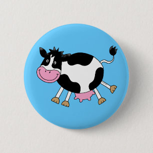 Macaron Rond 5 Cm Vache mignonne à bande dessinée