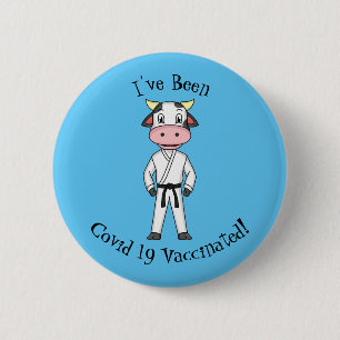 Macaron Rond 5 Cm Vache mignonne en combinaison kung fu