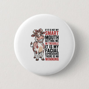 Macaron Rond 5 Cm Vache mignonne insolente graphique vintage à bouch