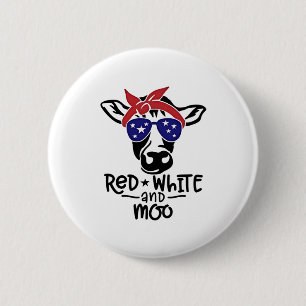 Macaron Rond 5 Cm Vache patriotique rouge blanc et moo 4 juillet