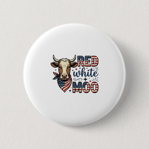 Macaron Rond 5 Cm Vache Patriotique Rouge Blanc Moo Chemise 4 Juille