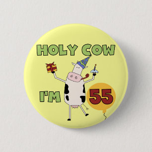 Macaron Rond 5 Cm Vache sainte je suis 55 T-shirts et cadeaux