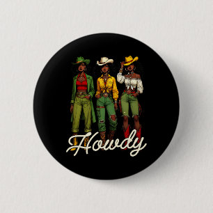 Macaron Rond 5 Cm Vachère noire Western Rodeo Mélanine Juneteenth Bl