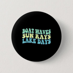 Macaron Rond 5 Cm Vagues de bateau rayons de soleil jours de lac drô