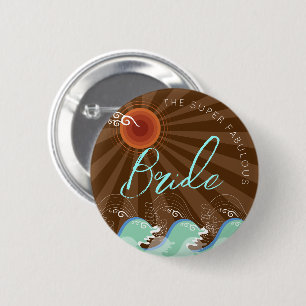 Macaron Rond 5 Cm Vagues de cool de JEUNE MARIÉE et bouton Brown de