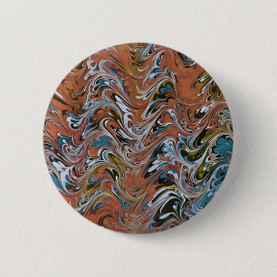 Macaron Rond 5 Cm Vagues en rouge et bleu acrylique pour l'art Abstr