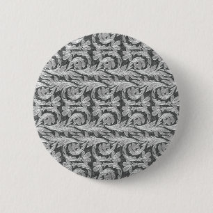 Macaron Rond 5 Cm Vagues métalliques, BOUTON NIP argent-blanc