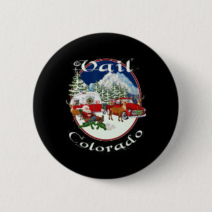 Macaron Rond 5 Cm Vail Colorado Montagnes Rocheuses Noël Ski Souveni