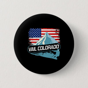 Macaron Rond 5 Cm Vail Colorado Snowboard Drapeau Américain I Nordic