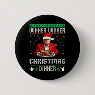Macaron Rond 5 Cm Vainqueur du dîner de Noël Père Noël Trump Ugly Sw