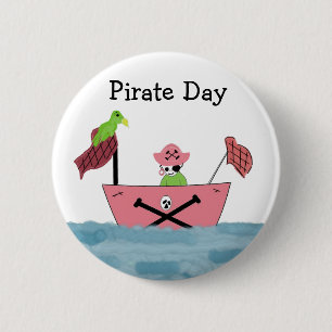 Macaron Rond 5 Cm Vaisseau pirate rose