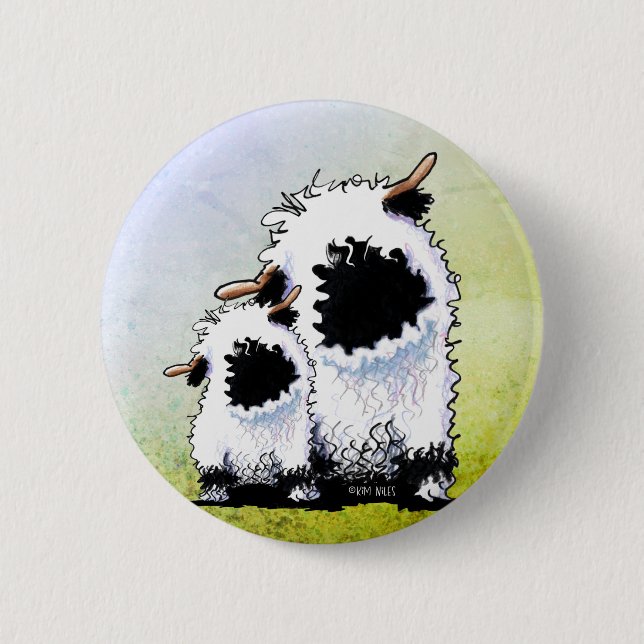Macaron Rond 5 Cm Valais Blacknose Sheep Face Mask (Devant)