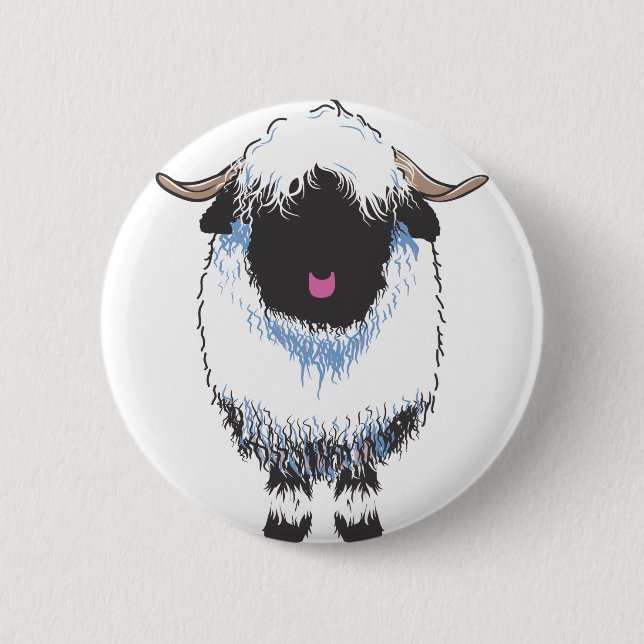 Macaron Rond 5 Cm VALAIS Noir Nez Mouton (Devant)