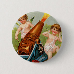 Macaron Rond 5 Cm Valentin vintage avec canon à cœur