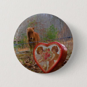 Macaron Rond 5 Cm Valentine Heart Miniature Brown Horse