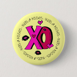 Macaron Rond 5 Cm Valentine Hugs et baisers