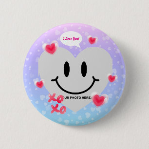 Macaron Rond 5 Cm Valentine Verre Coeur Balloon Bubblegum Couple