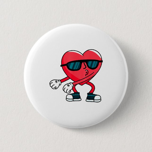 Macaron Rond 5 Cm Valentines Day Dancing Heart  (Devant)