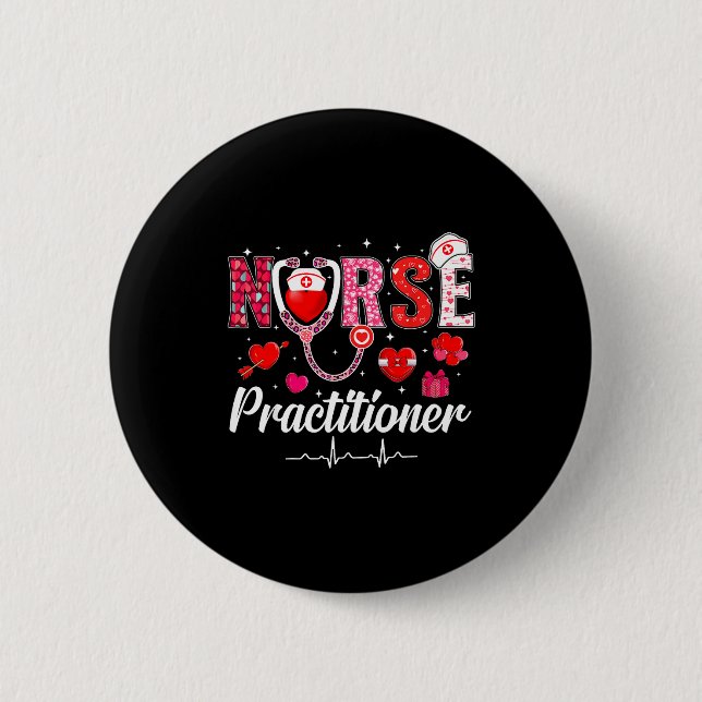 Macaron Rond 5 Cm Valentines Nurse Practitioner Scrubs Nurse Life St (Devant)