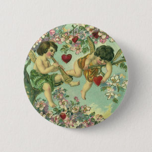 Macaron Rond 5 Cm Valentines victoriennes vintages Journée Cupidons 