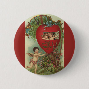 Macaron Rond 5 Cm Valentines vintages de l'État de Victoria Journée 