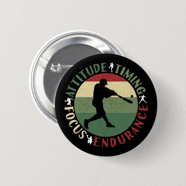 Macaron Rond 5 Cm Valeurs de l'équipe de baseball motivationnel (Devant & derrière)
