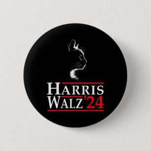 Macaron Rond 5 Cm Valse 2024 Chat Drôle Vote Pour Kamala Harris Tim