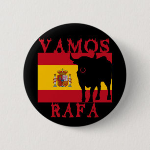 Macaron Rond 5 Cm Vamos Rafa avec le drapeau de l'Espagne