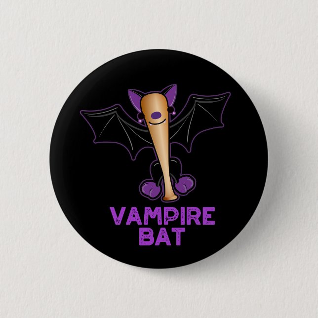Macaron Rond 5 Cm Vampire Bat Funny Baseball Pun Dark BG (Devant)