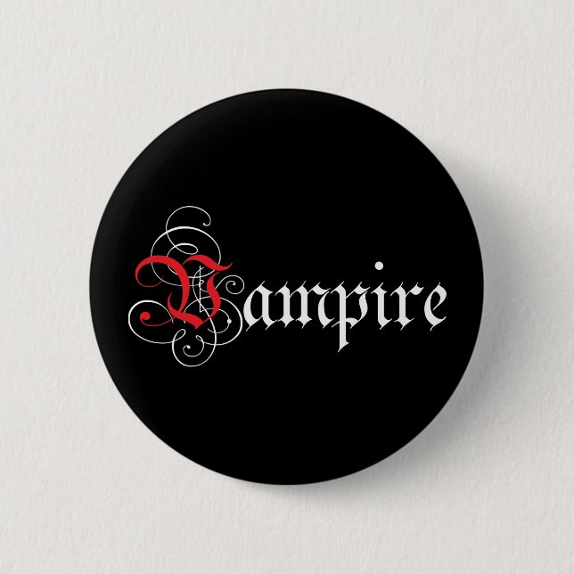 Macaron Rond 5 Cm Vampire calligraphique (Devant)