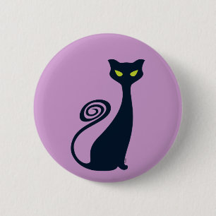 Macaron Rond 5 Cm Vampire Chat Avec Les Yeux Vertes