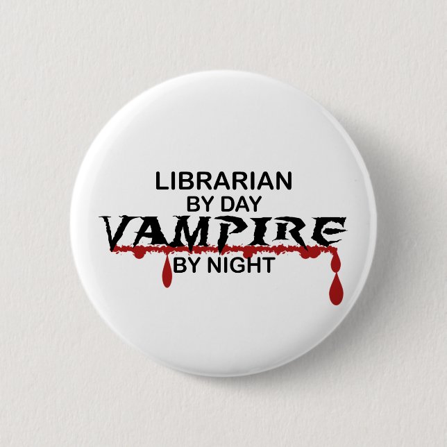 Macaron Rond 5 Cm Vampire de bibliothécaire par nuit (Devant)