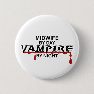 Macaron Rond 5 Cm Vampire de sage-femme par nuit