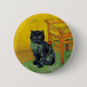 Macaron Rond 5 Cm Van Gogh Black Cat