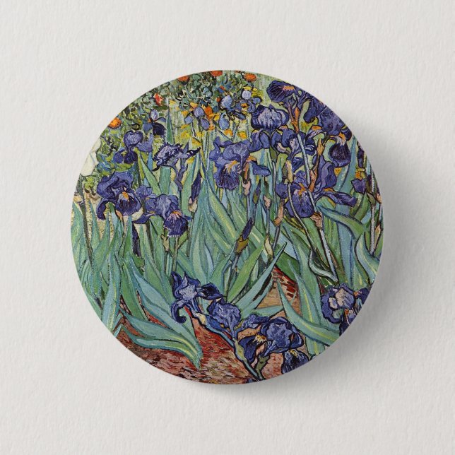 Macaron Rond 5 Cm Van Gogh Irises Peinture impressionniste (Devant)