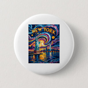 Macaron Rond 5 Cm Van Gogh Nuit Étoilée Art New York Liberté Horizon